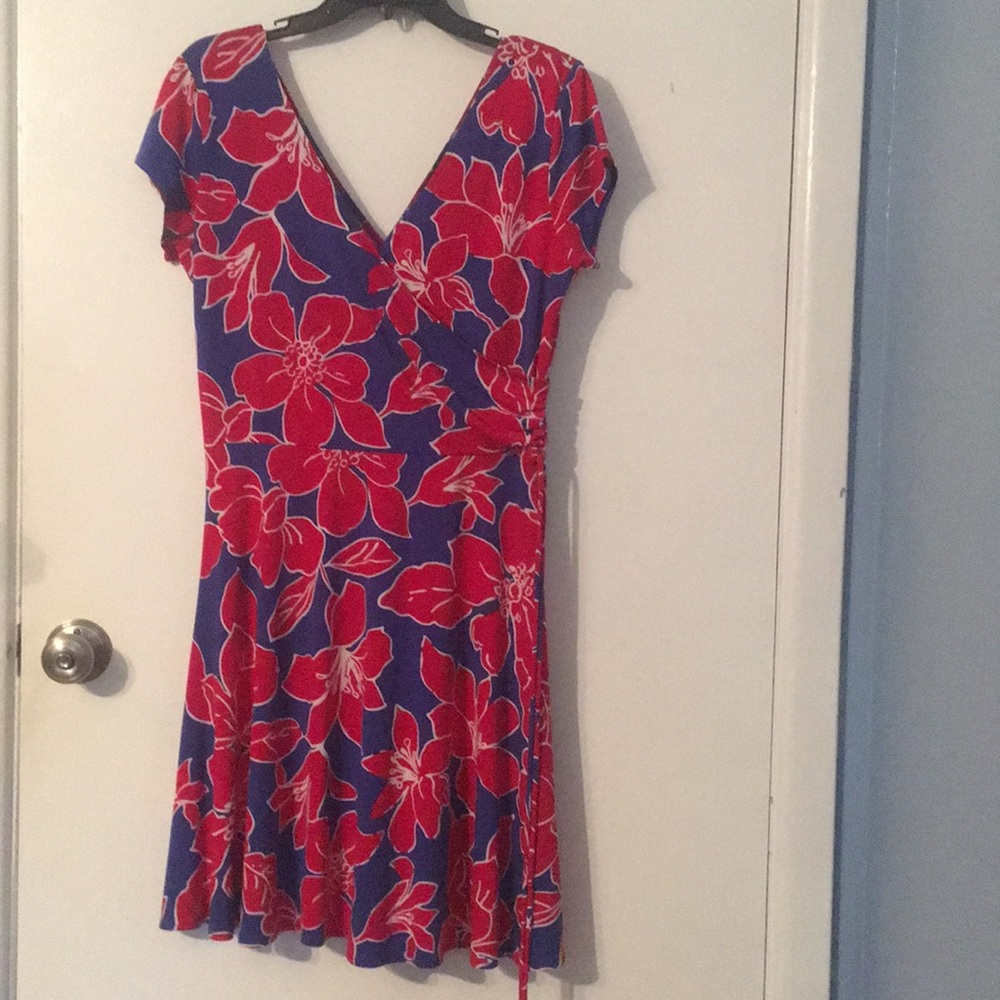 Faux wrap floral dress